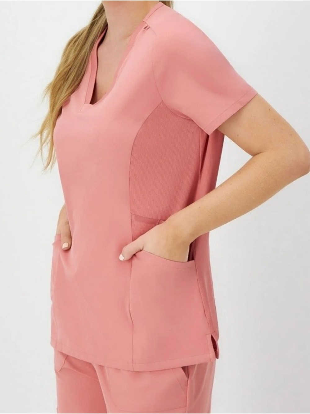 Hanes Pink V-Neck Medical Scrub Top